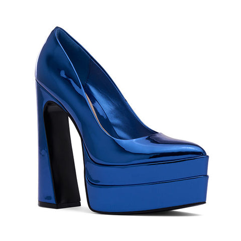 D'Amelio Footwear | Marlania Platform Pump - Metallic Blue Speccio