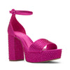 Mayvinaa Platform Sandal - Ultra Pink Crystal Satin with Hot Fix