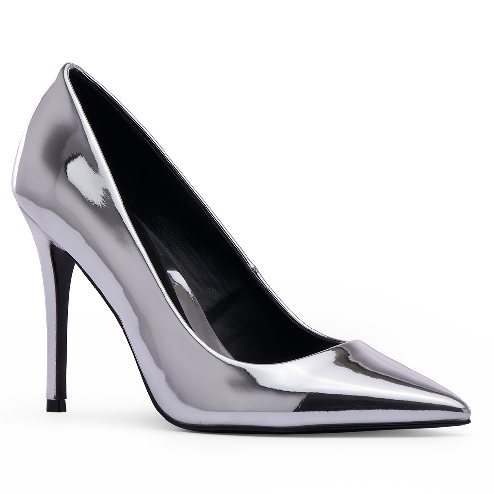 CORSA HEELS SILVER CRACKLED LEATHER – Dolce Vita