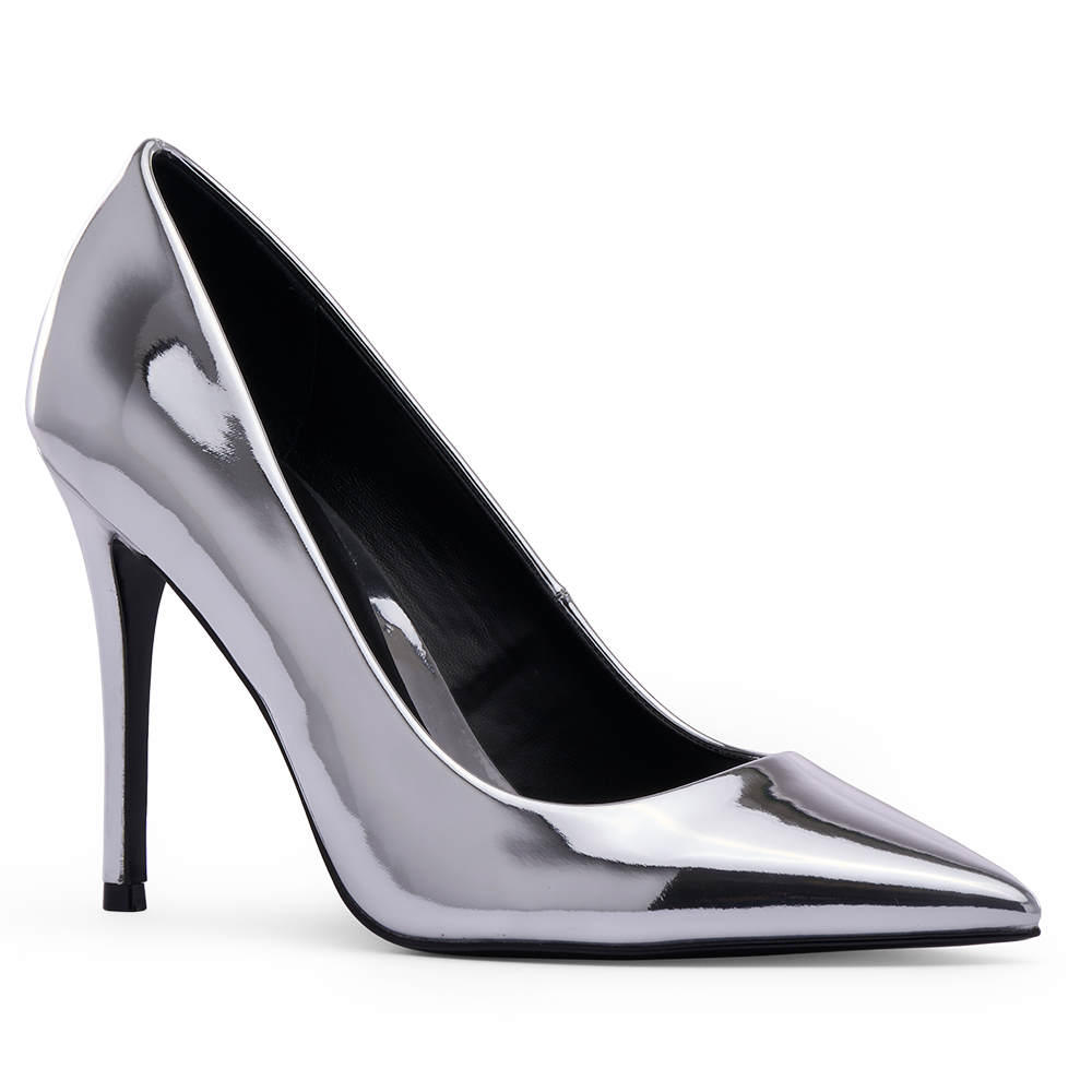 Black and top silver pumps