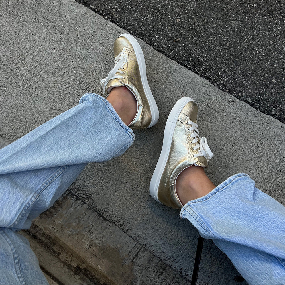 Sono Sneaker in Radiant Gold - Opulent Metallic Coated Twill