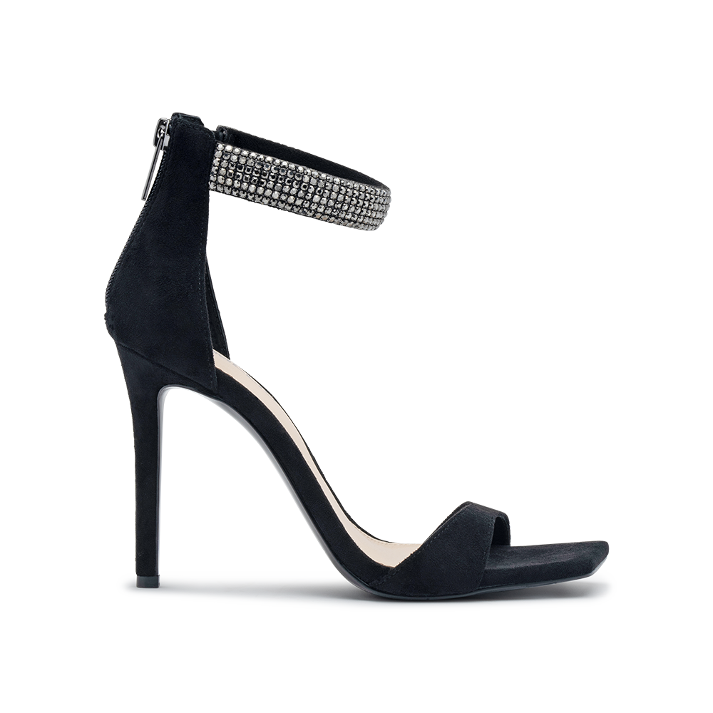 Side Product Image of the Havri Heel in Black Microsuede