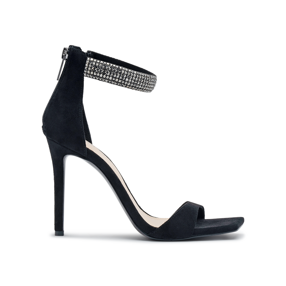 Black heels with diamond ankle shop strap